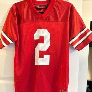 Nike Red Football Jersey with White Number 2 and Short Sleeves